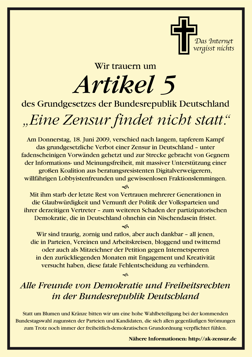 Wir trauern um Artikel 5