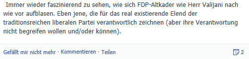 Facebook-Kommentar zu Daniel Valijani